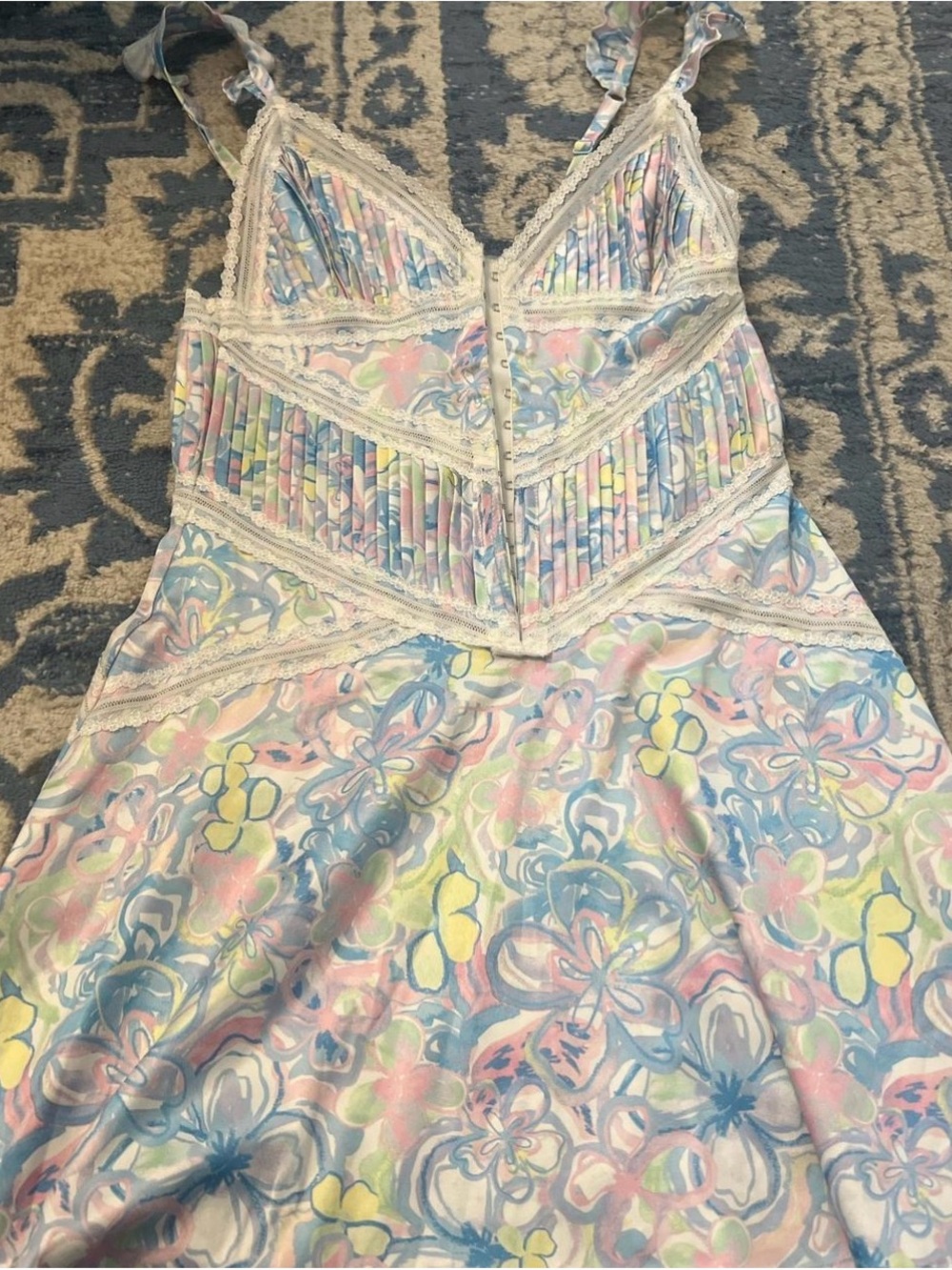 For Love & Lemons Pastel Floral Mini Dress - Blue, Pink, Yellow